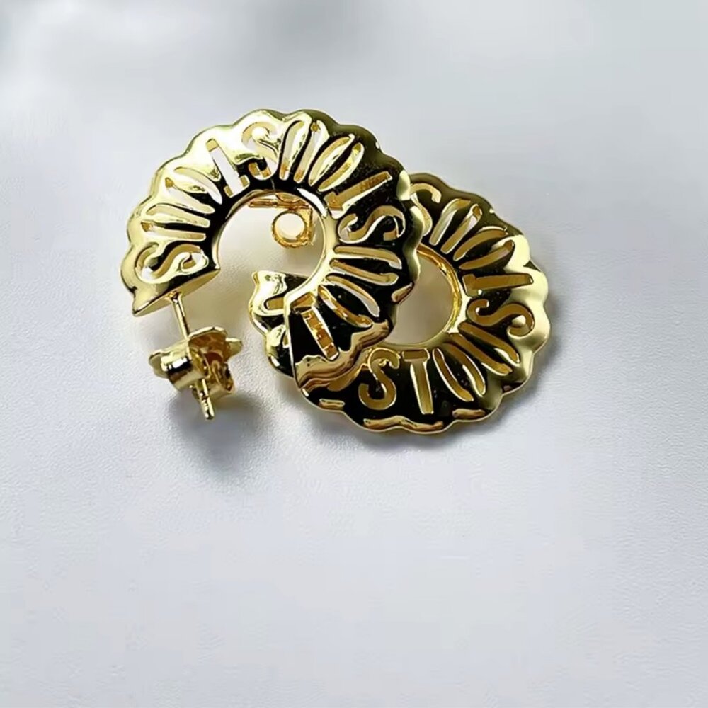 New - TOUS S925 Gold Overly Green Malachite Bear Mini Hoops Hinge Earrings